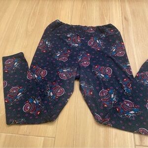 LuLaRoe Camera print leggings tall and curvy flower print 12-18 black purple